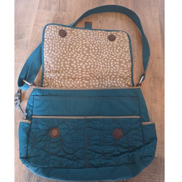 Fossil Key-Per Turquoise Quilted Messenger Bag Laptop Bag Crossbody - Picture 4 of 11